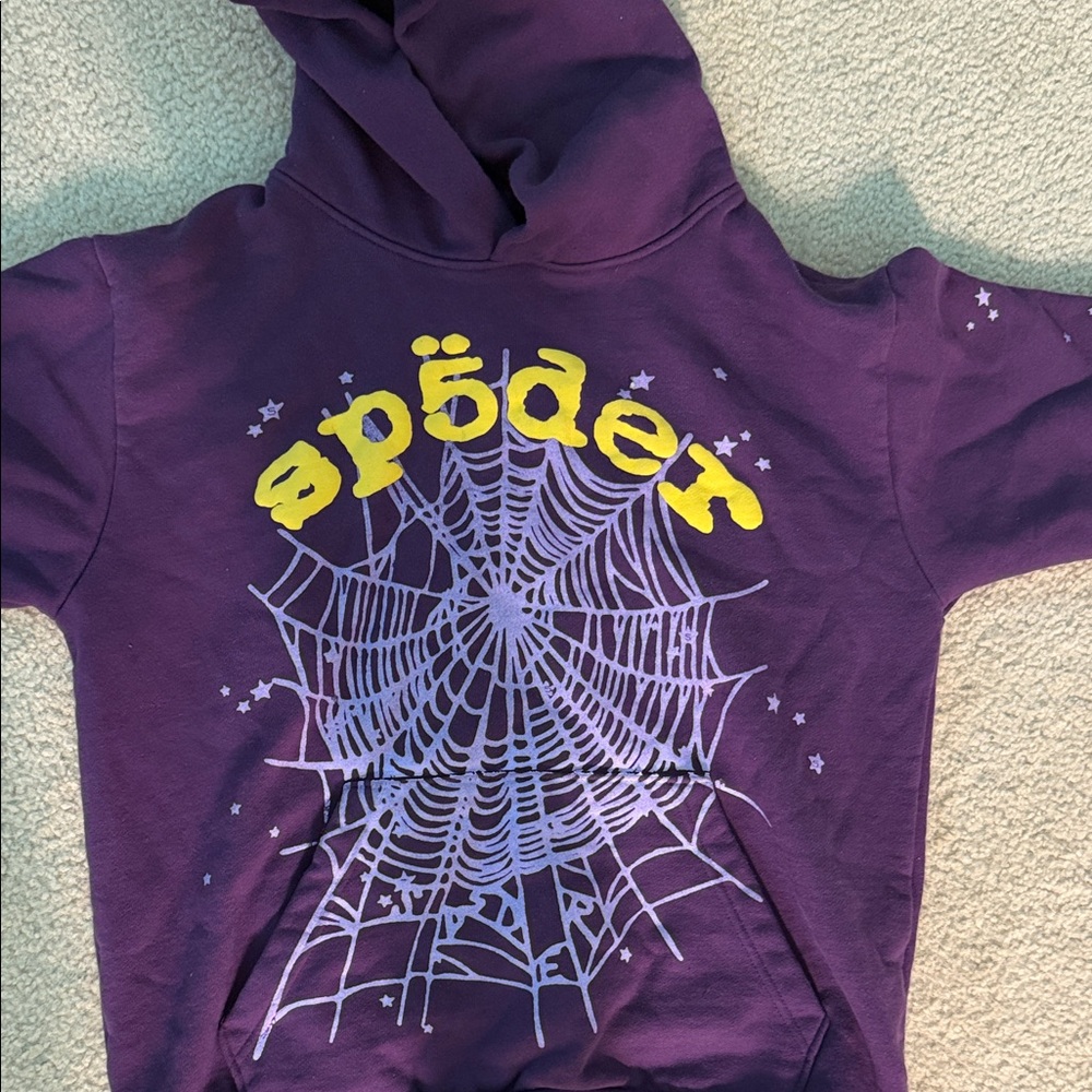Purple sp5der hoodie men size m